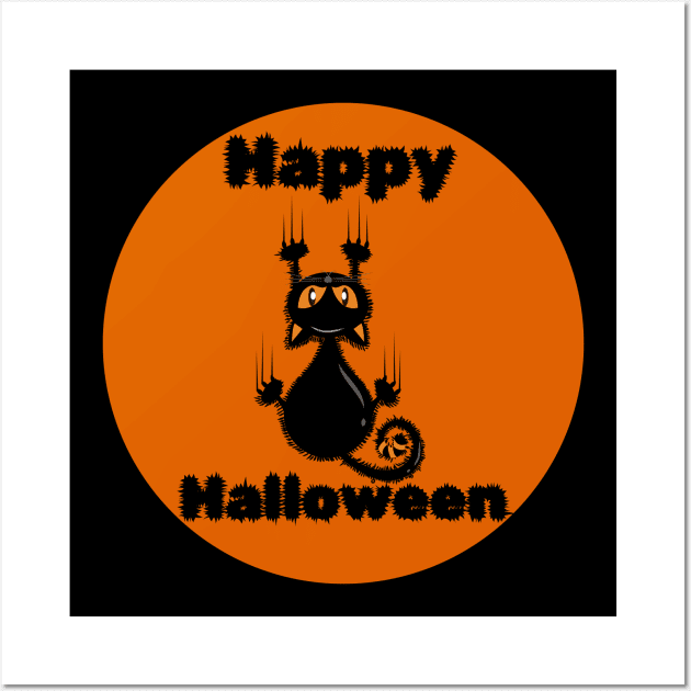 Happy Halloween Black Cat Design Wall Art by Del Vecchio Designed 